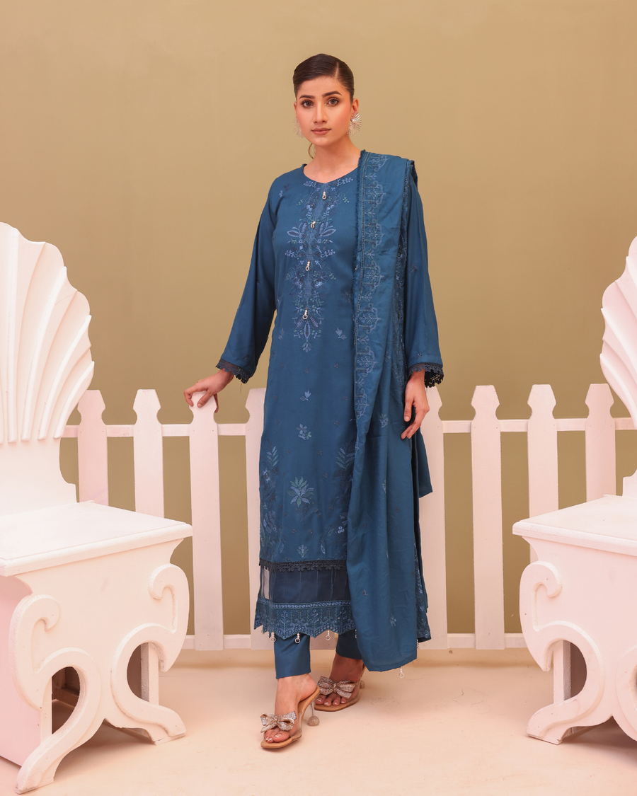 SHEEN LUXE 3PC EMBROIDERED WITH READY TO WEAR DUPATTA