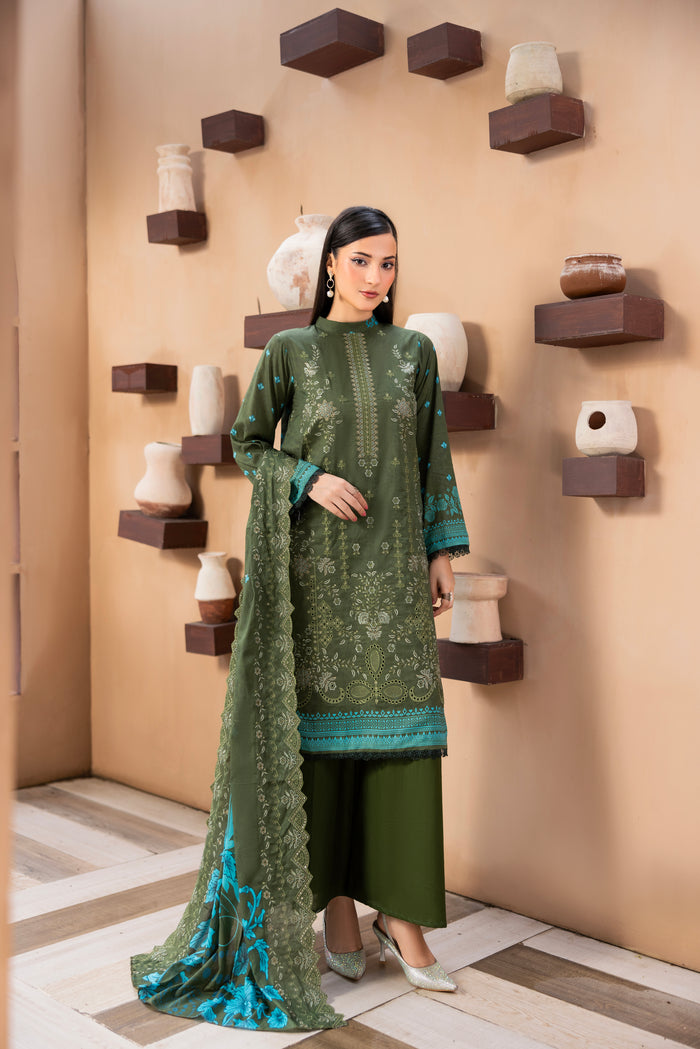 BIN NAEEM Royal Embroidery Vol-03 | 3 Piece Unstitched Cambric Suit
