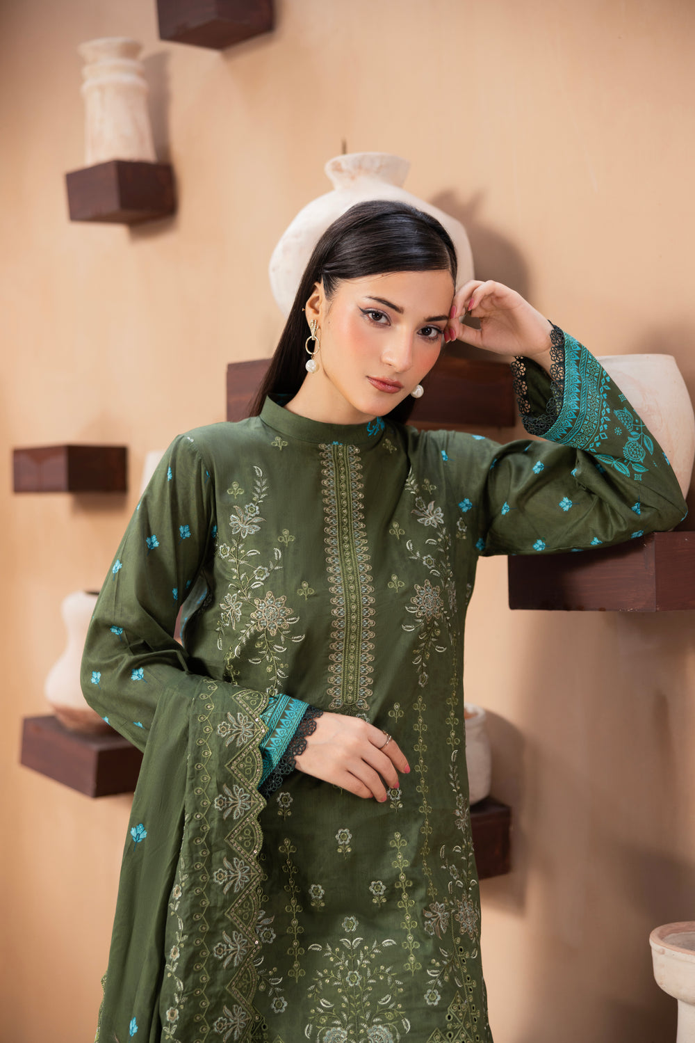 BIN NAEEM Royal Embroidery Vol-03 | 3 Piece Unstitched Cambric Suit