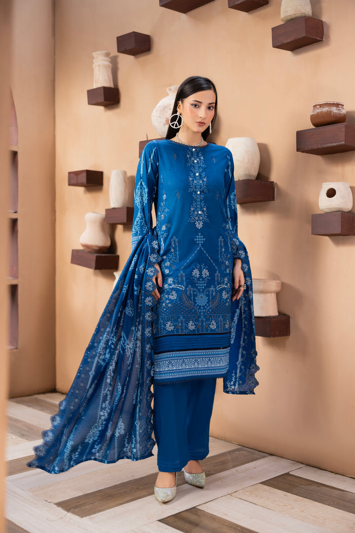 BIN NAEEM Royal Embroidery Vol-03 | 3 Piece Unstitched Cambric Suit