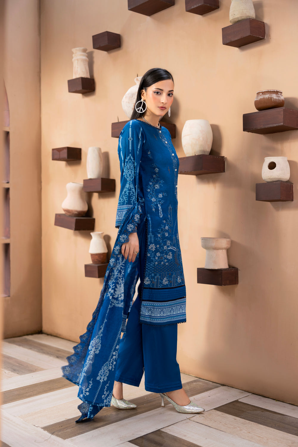 BIN NAEEM Royal Embroidery Vol-03 | 3 Piece Unstitched Cambric Suit