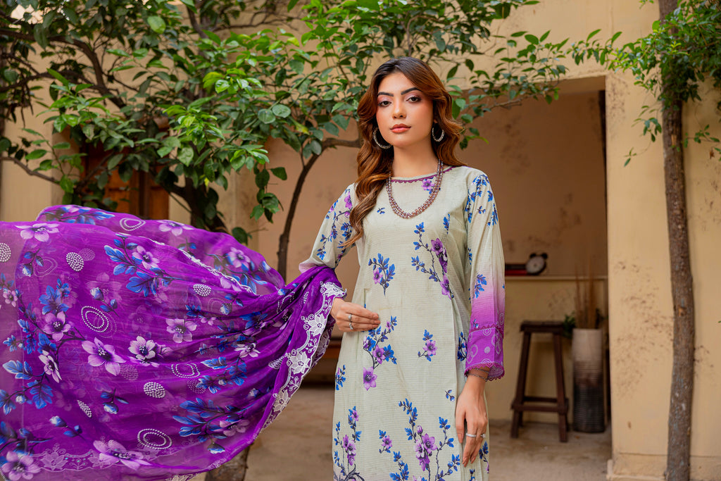 3 PIECE - EMBROIDERED UNSTITCHED LAWN SUIT