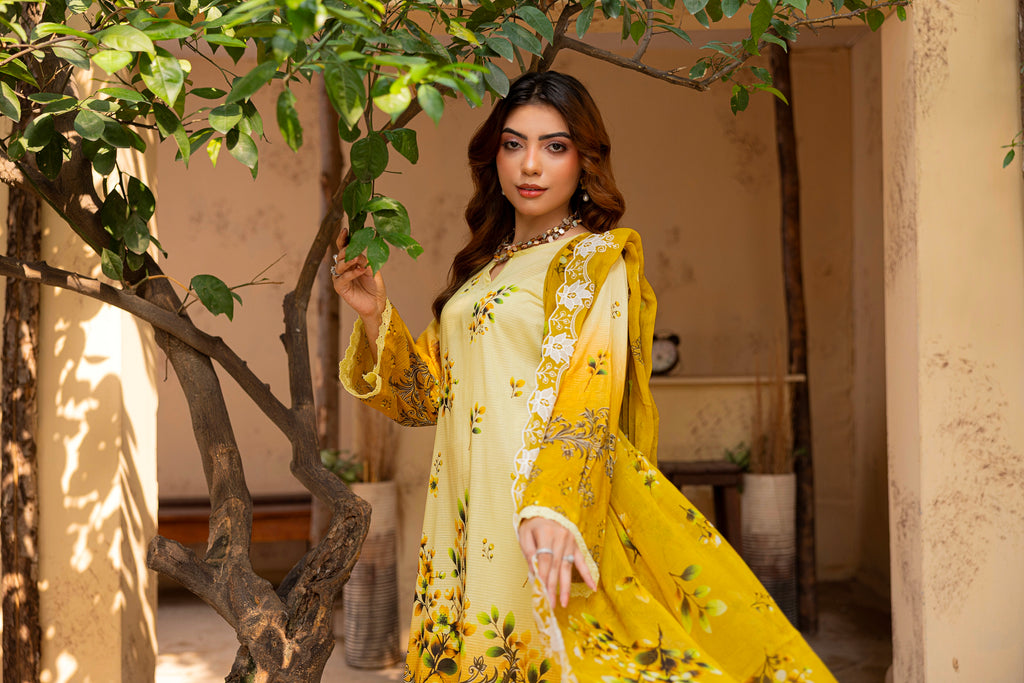 3 PIECE - EMBROIDERED UNSTITCHED LAWN SUIT