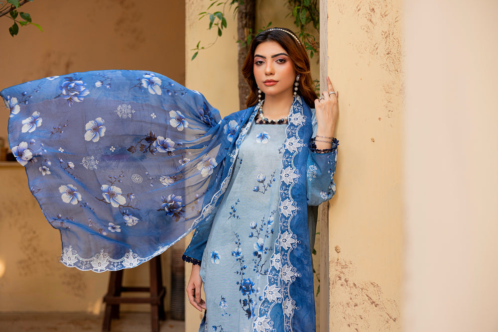 3 PIECE - EMBROIDERED UNSTITCHED LAWN SUIT