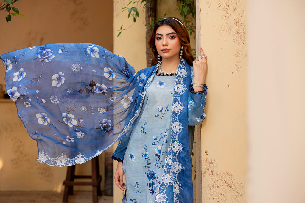 3 PIECE - EMBROIDERED UNSTITCHED LAWN SUIT