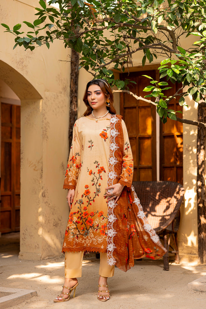 3 PIECE - EMBROIDERED UNSTITCHED LAWN SUIT