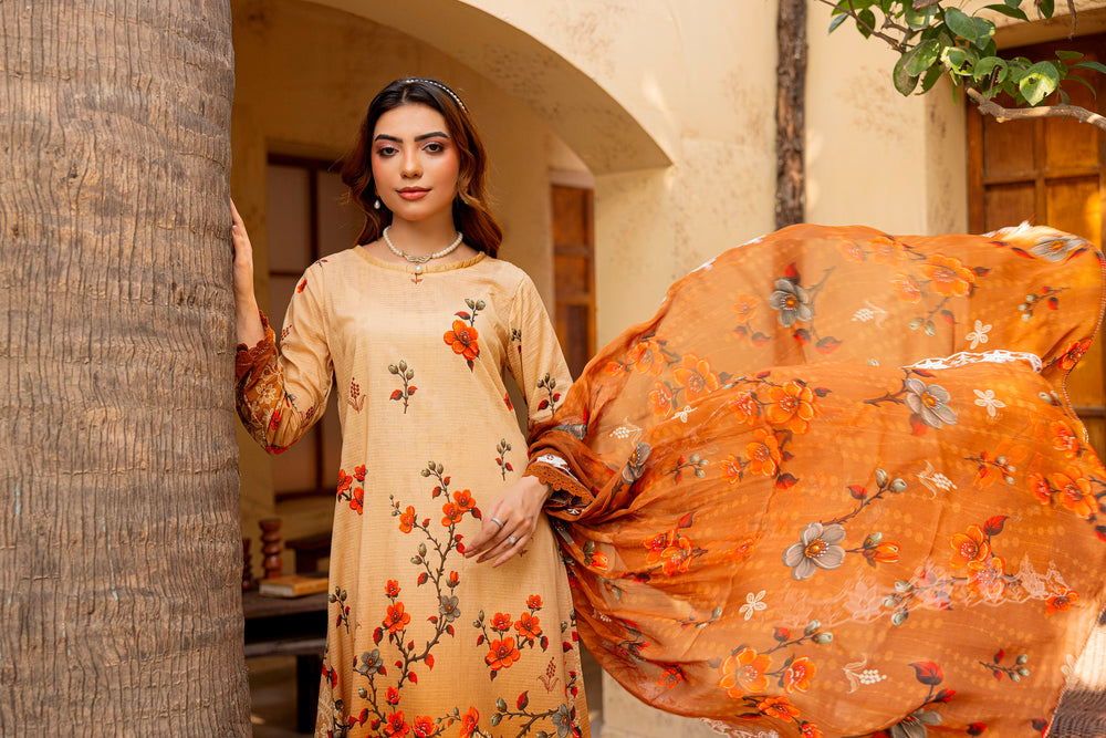 3 PIECE - EMBROIDERED UNSTITCHED LAWN SUIT