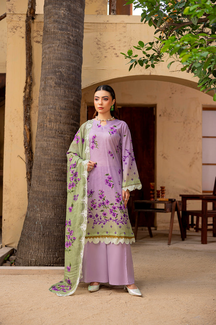3 PIECE - EMBROIDERED UNSTITCHED LAWN SUIT