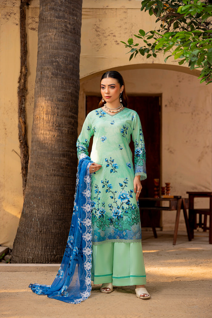 3 PIECE - EMBROIDERED UNSTITCHED LAWN SUIT