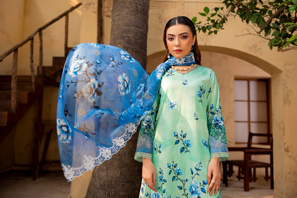3 PIECE - EMBROIDERED UNSTITCHED LAWN SUIT