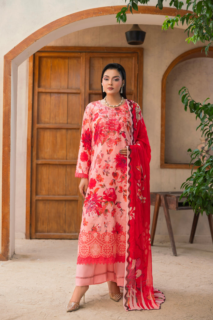 3 PIECE - UNSTITCHED EMBROIDERED LAWN SUIT