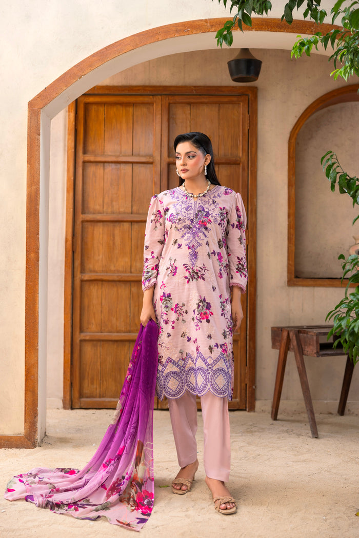 3 PIECE - UNSTITCHED EMBROIDERED LAWN SUIT
