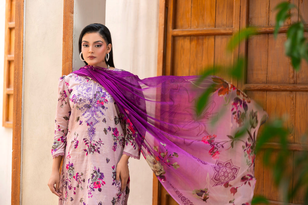 3 PIECE - UNSTITCHED EMBROIDERED LAWN SUIT