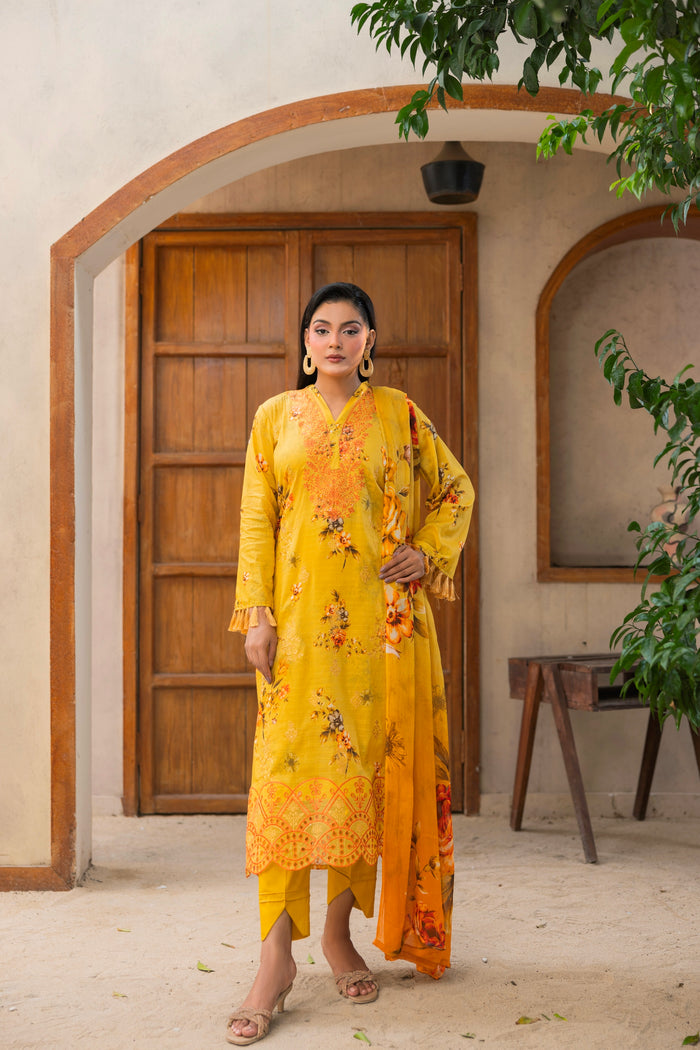 3 PIECE - UNSTITCHED EMBROIDERED LAWN SUIT