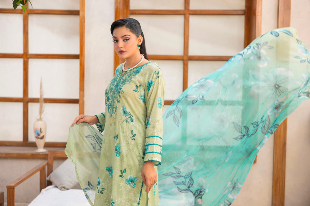 3 PIECE - UNSTITCHED EMBROIDERED LAWN SUIT