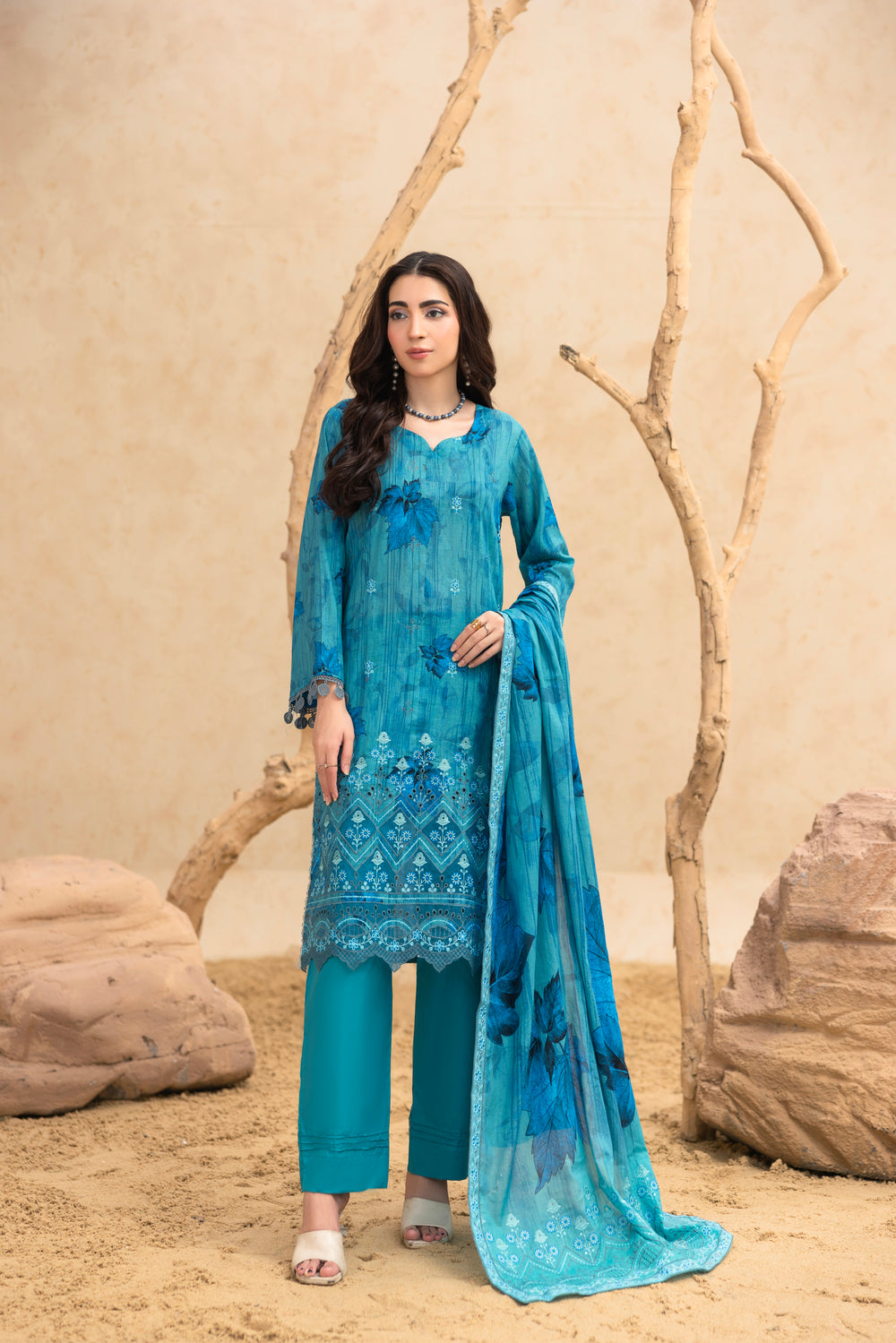 BIN NAEEM Royal Embroidery Vol-02 | 3 Piece Unstitched Cambric Suit