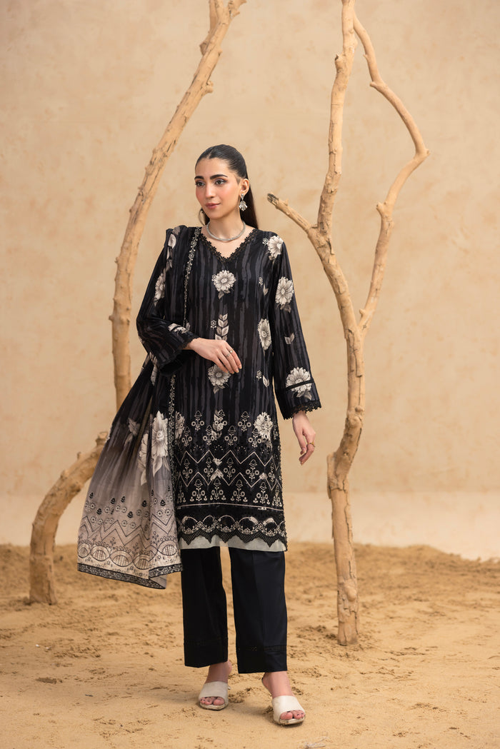 BIN NAEEM Royal Embroidery Vol-02 | 3 Piece Unstitched Cambric Suit