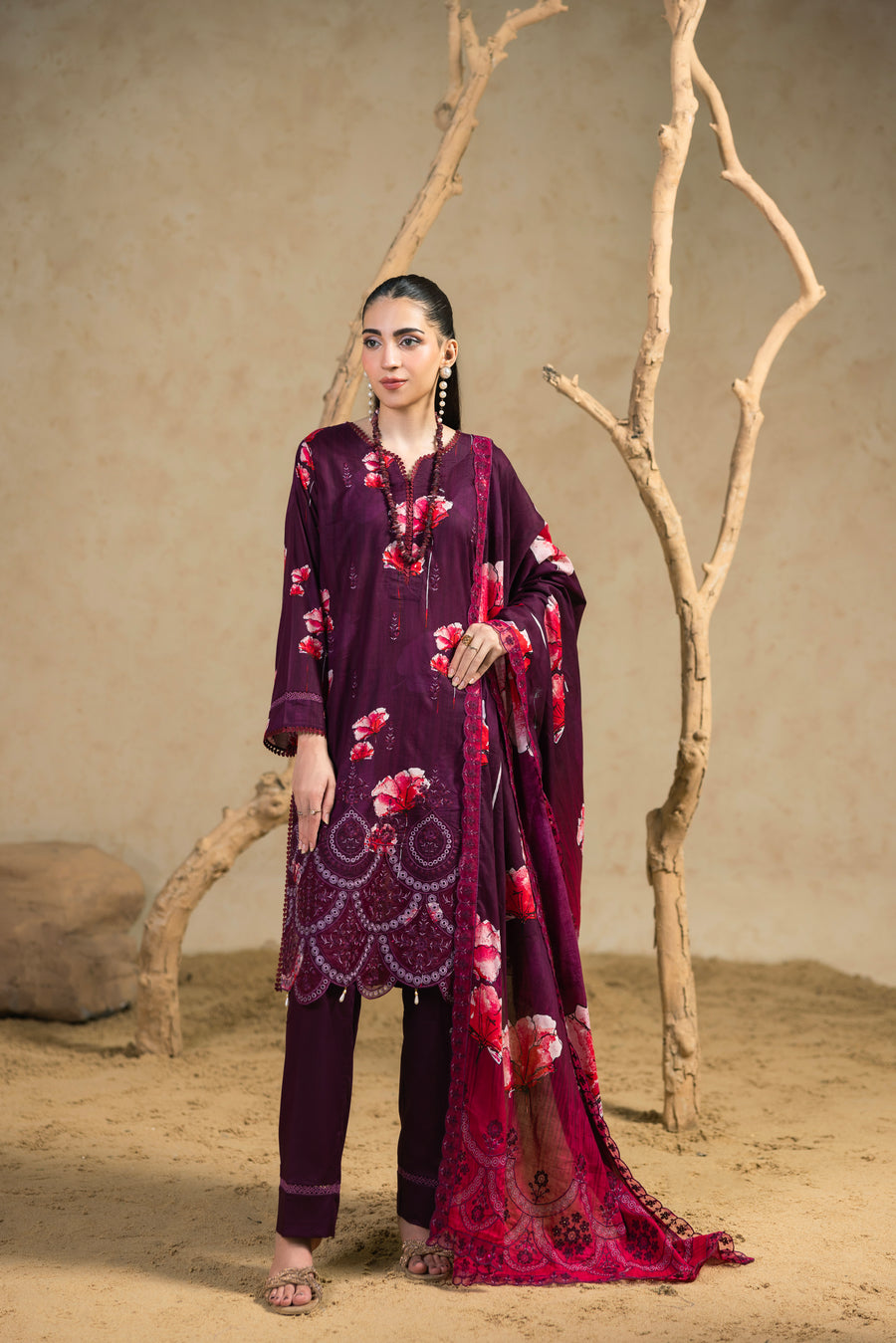 BIN NAEEM Royal Embroidery Vol-02 | 3 Piece Unstitched Cambric Suit