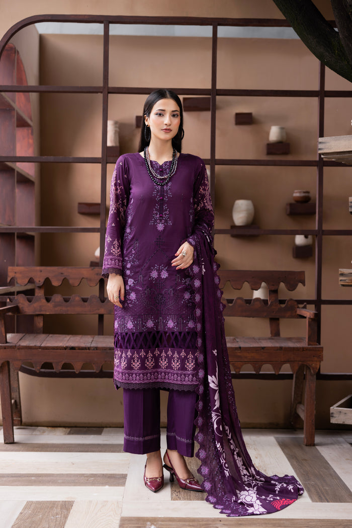 BIN NAEEM Royal Embroidery Vol-03 | 3 Piece Unstitched Cambric Suit