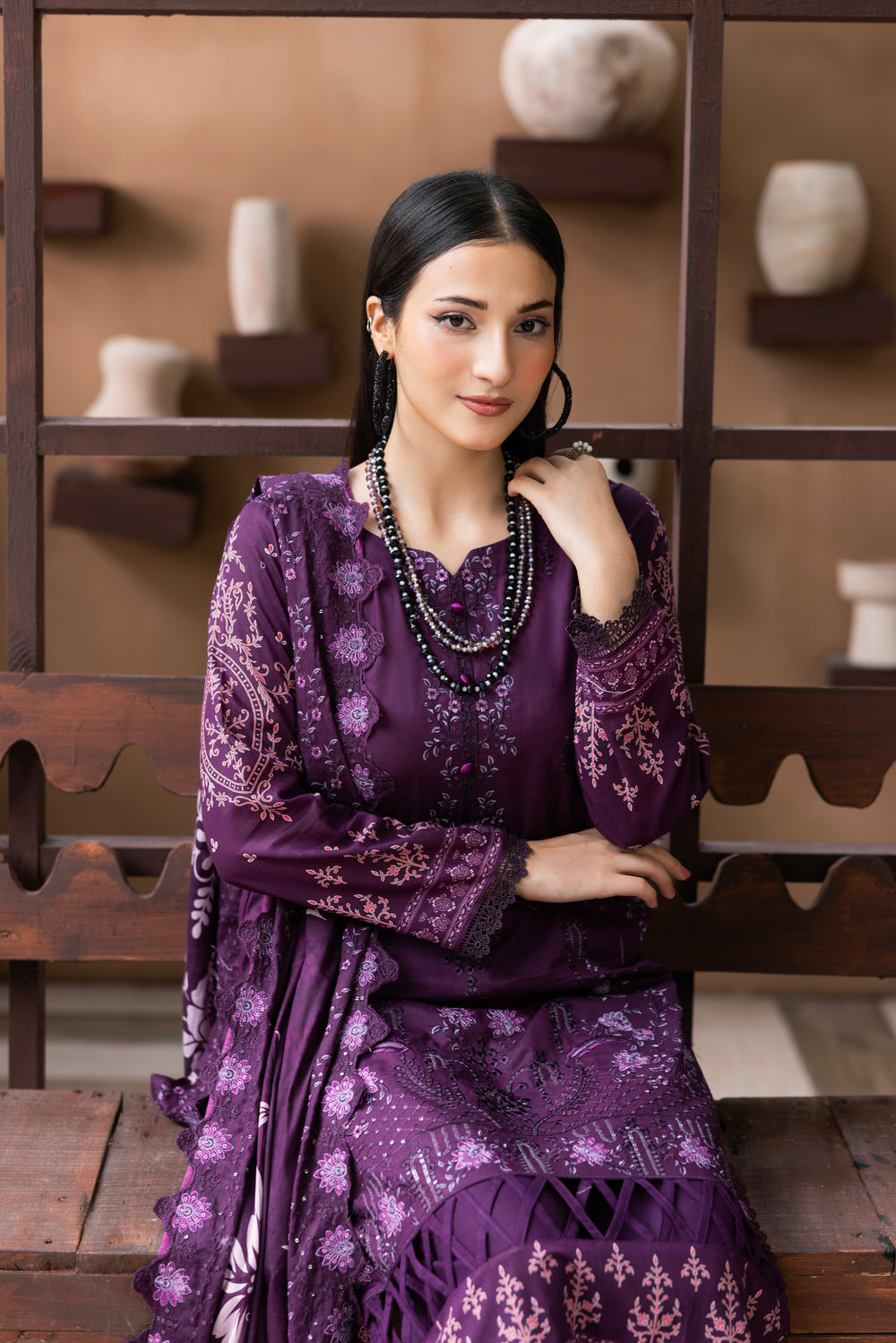 BIN NAEEM Royal Embroidery Vol-03 | 3 Piece Unstitched Cambric Suit