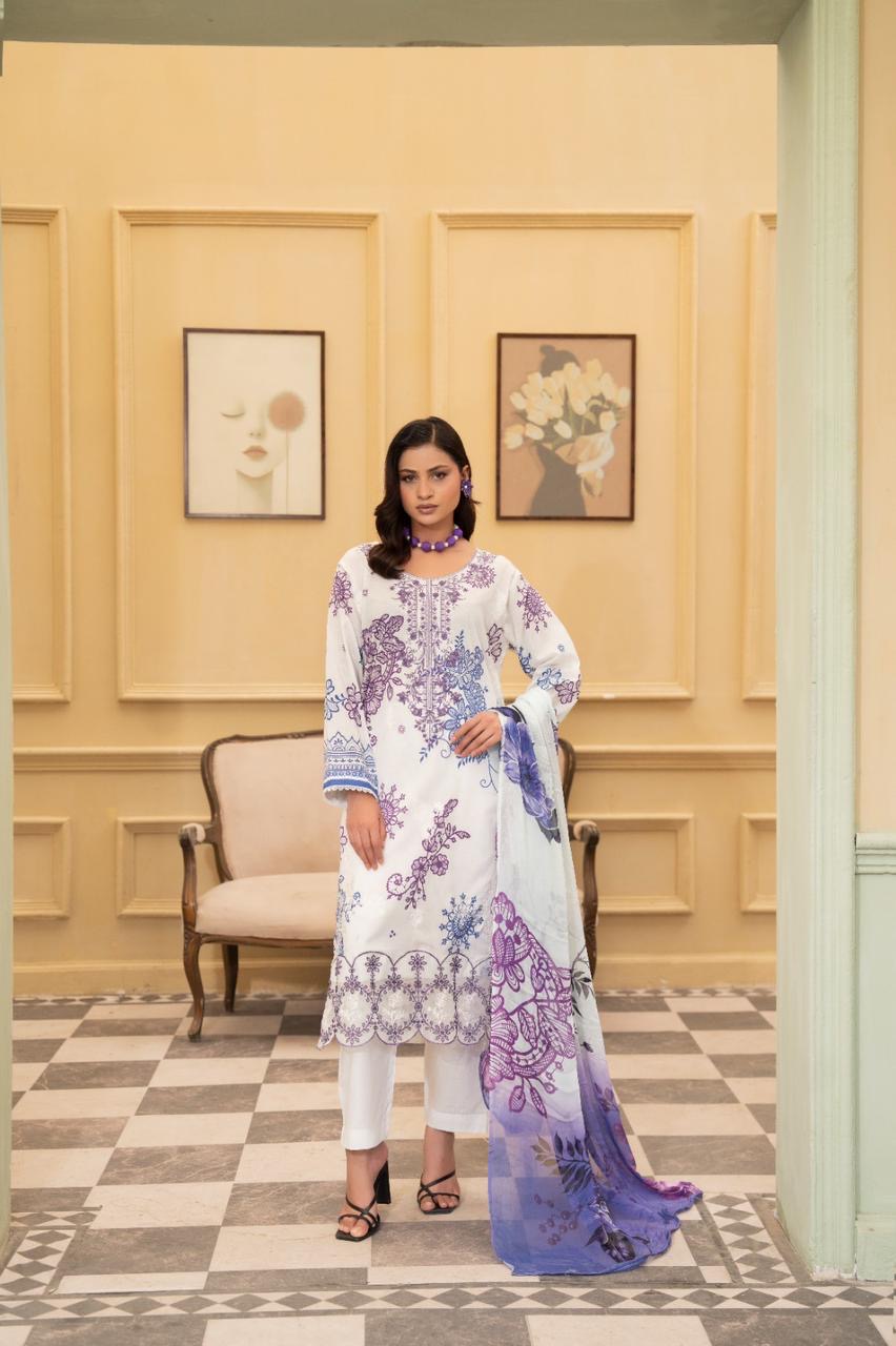 3 PIECE - EMBROIDERED LAWN SUIT