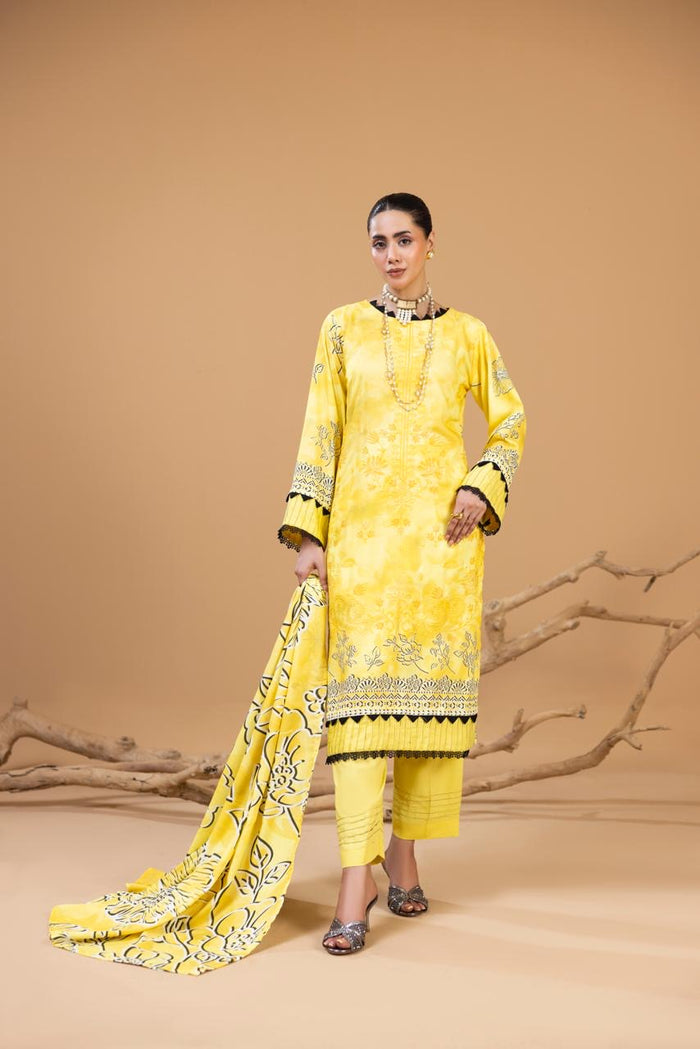 3 PIECE - UNSTITCHED EMBROIDERED KARANDI SUIT