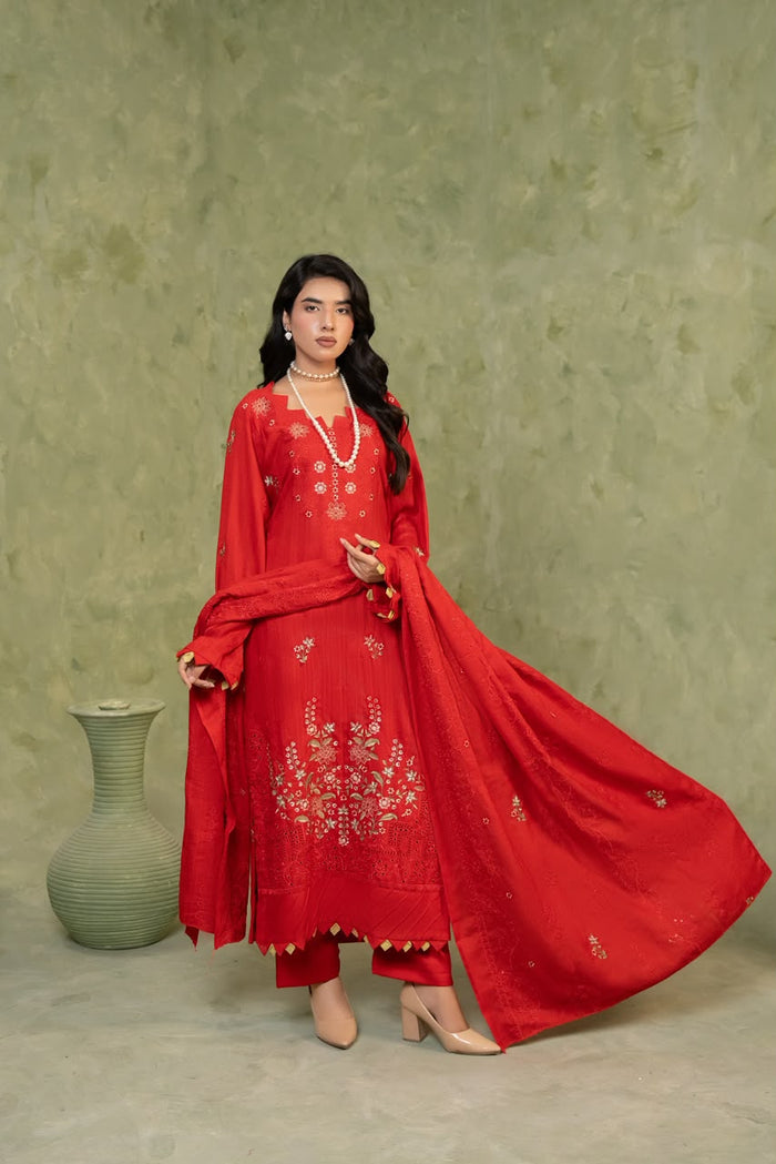 SHEEN LUXE 3PC EMBROIDERED WITH READY TO WEAR DUPATTA