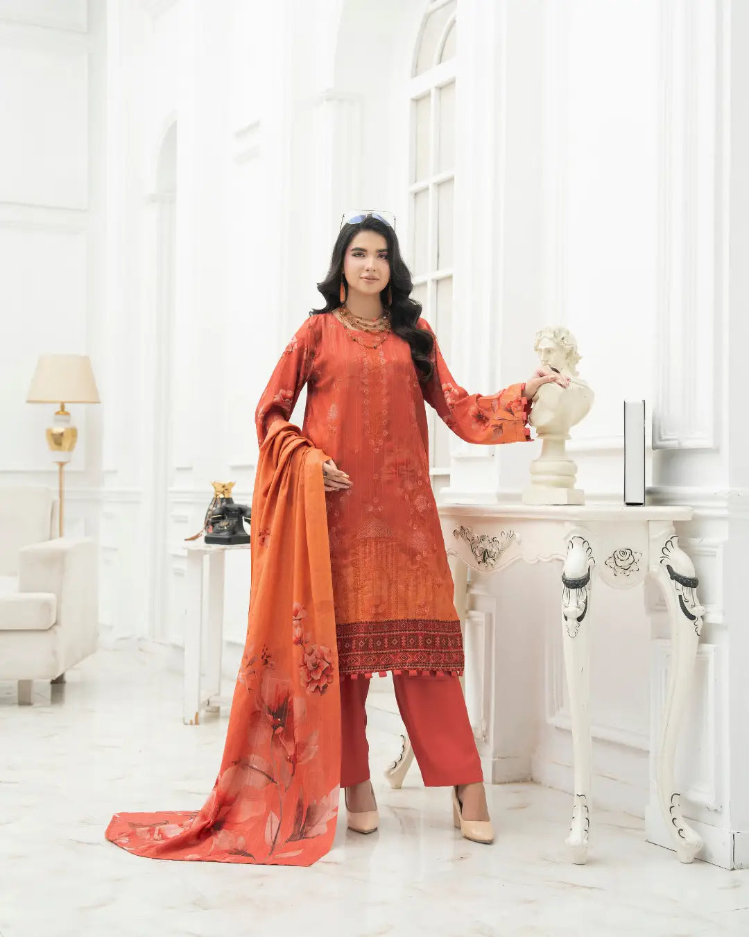 VELVET CHAMKI DHANAK EMBROIDED 3-PIECE
