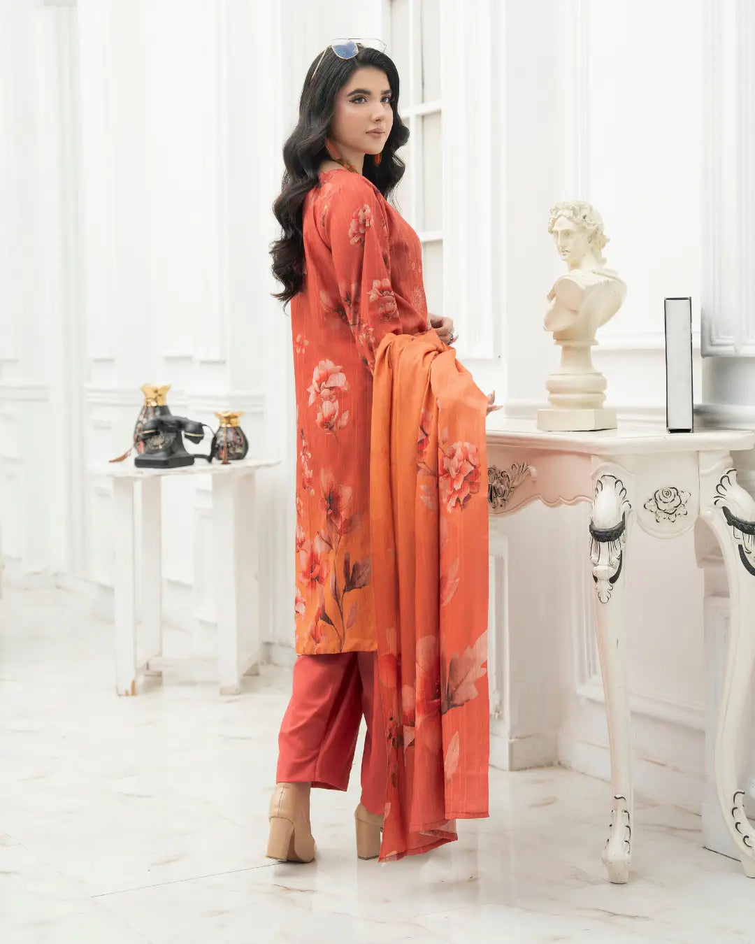 VELVET CHAMKI DHANAK EMBROIDED 3-PIECE