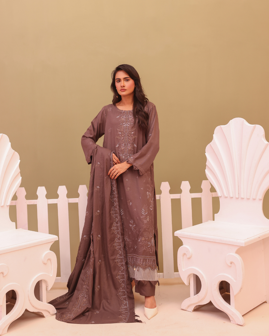 SHEEN LUXE 3PC EMBROIDERED WITH READY TO WEAR DUPATTA