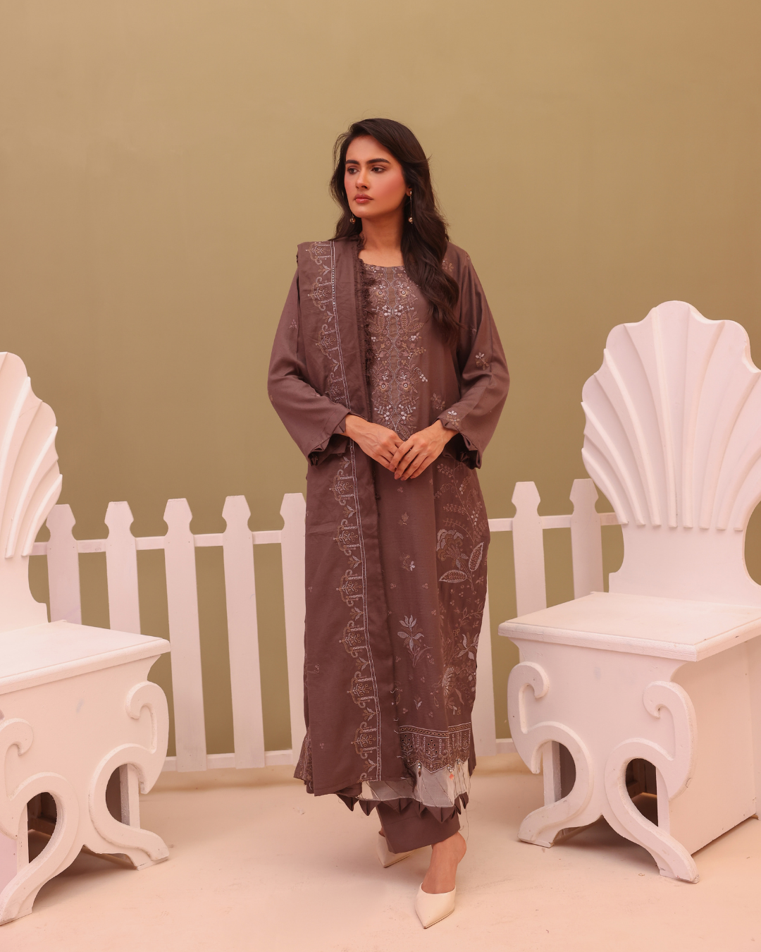 SHEEN LUXE 3PC EMBROIDERED WITH READY TO WEAR DUPATTA
