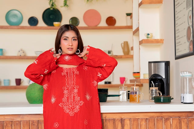 SHEEN LUXE 3PC EMBROIDERED WITH READY TO WEAR DUPATTA