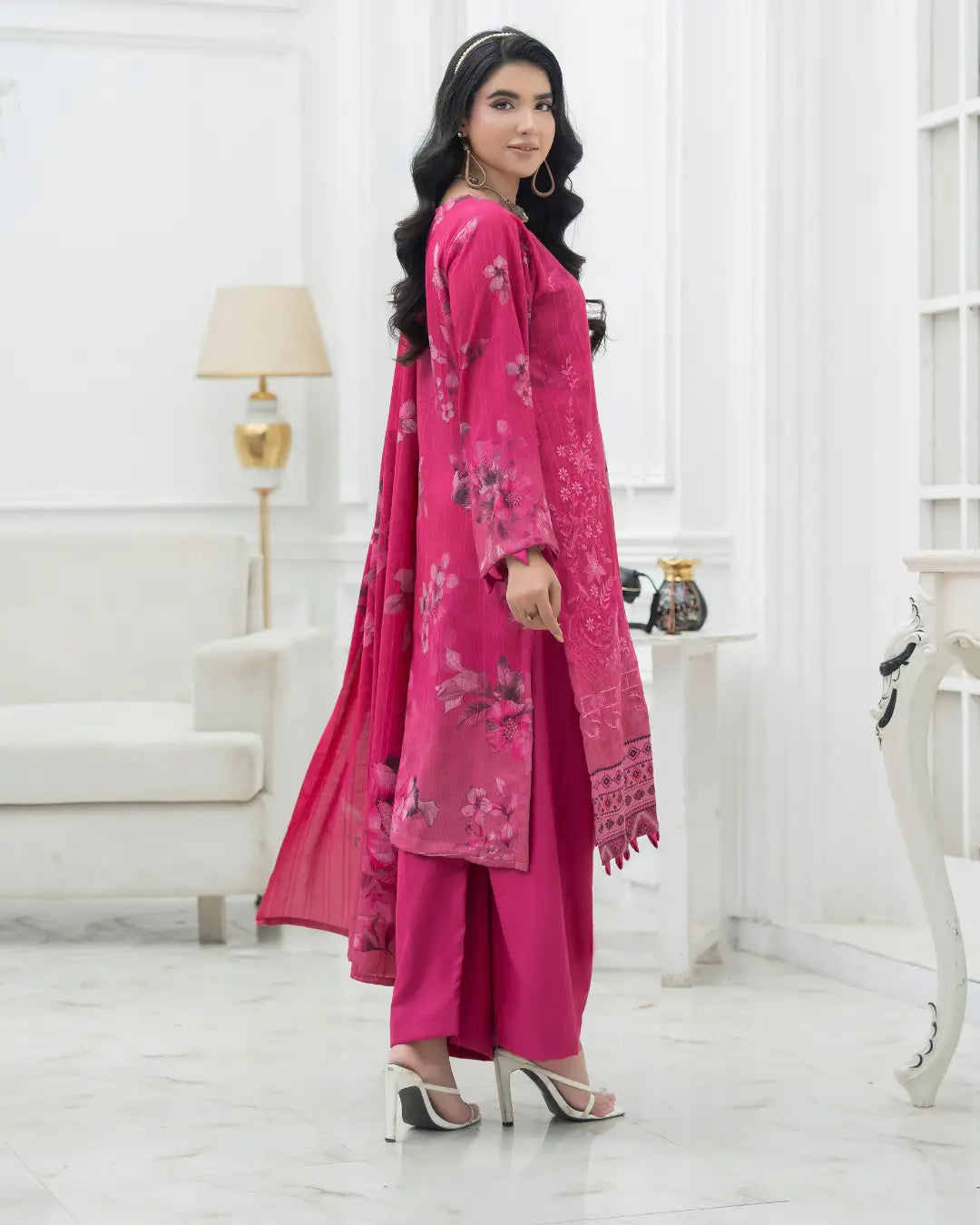 VELVET CHAMKI DHANAK EMBROIDED 3-PIECE