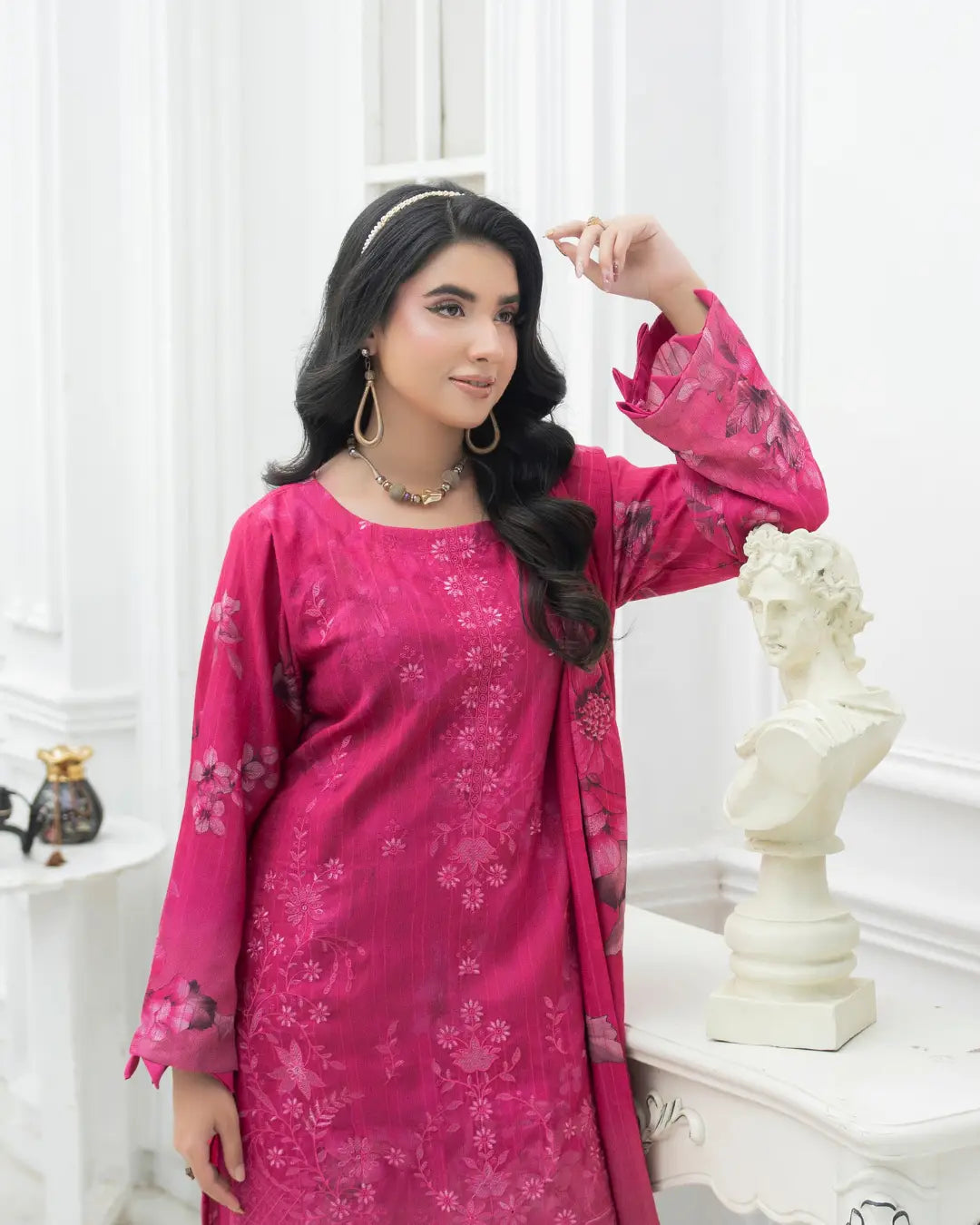 VELVET CHAMKI DHANAK EMBROIDED 3-PIECE