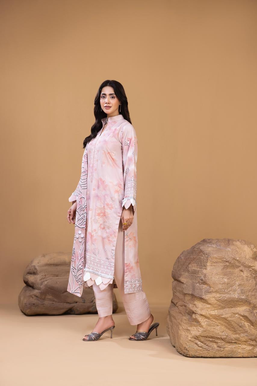 3 PIECE - UNSTITCHED EMBROIDERED KARANDI SUIT