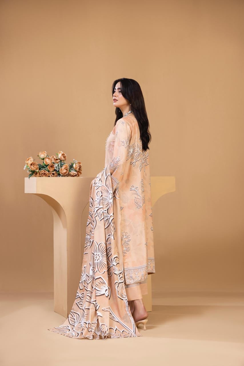 3 PIECE - UNSTITCHED EMBROIDERED KARANDI SUIT