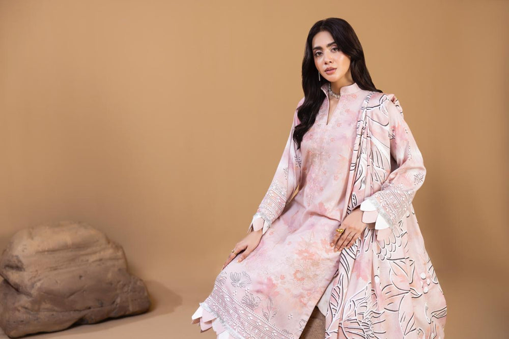 3 PIECE - UNSTITCHED EMBROIDERED KARANDI SUIT