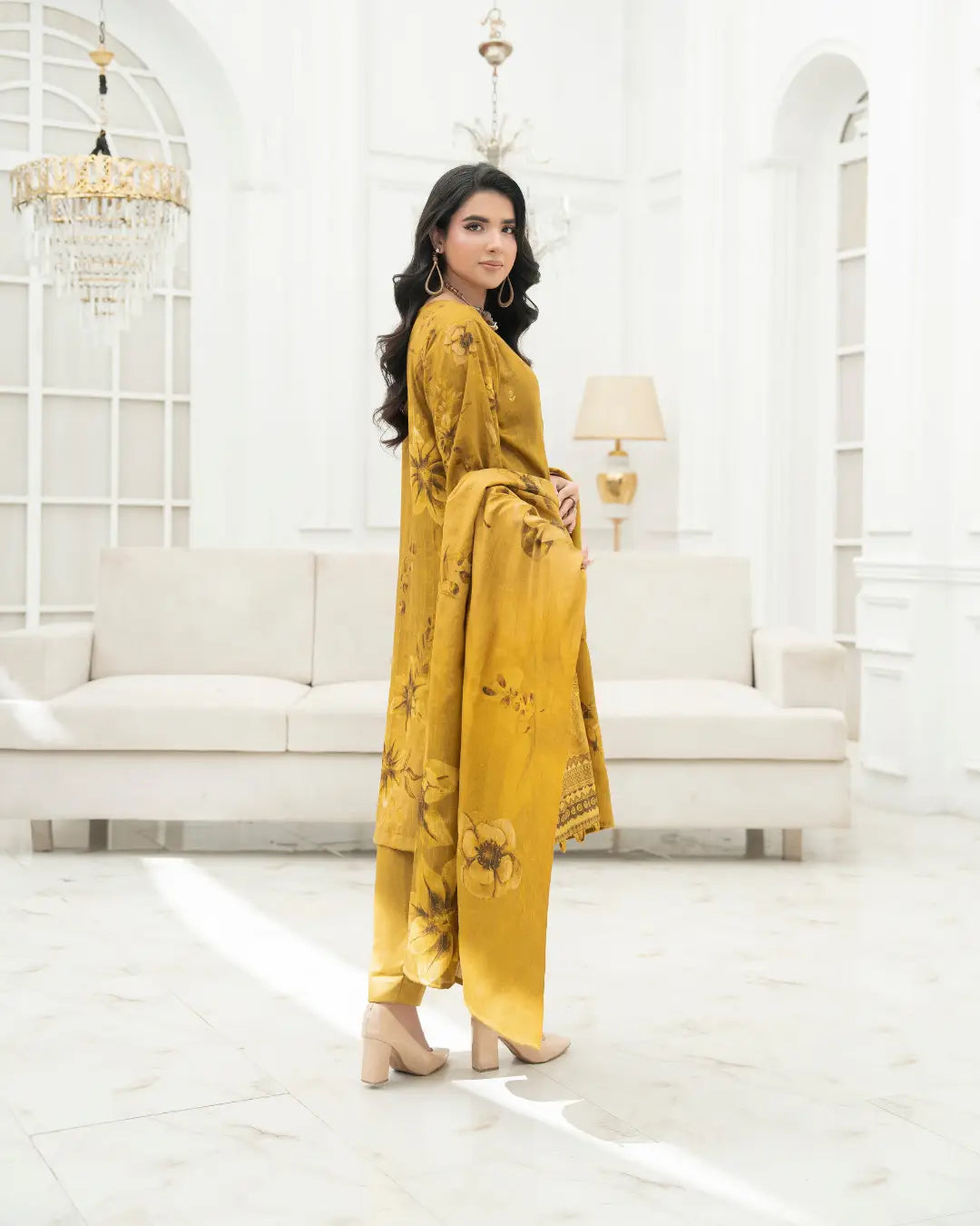 VELVET CHAMKI DHANAK EMBROIDED 3-PIECE