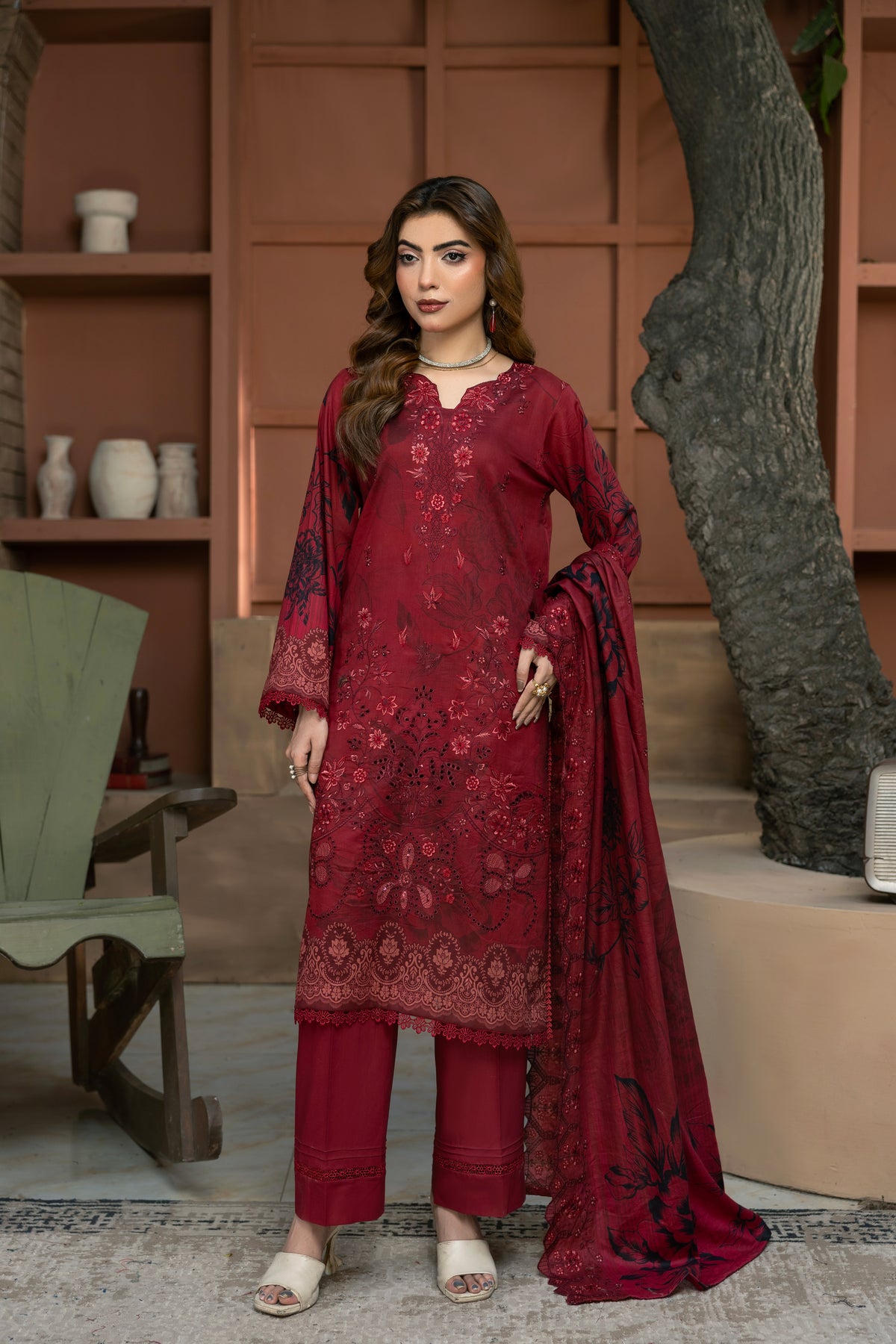 BIN NAEEM Royal Embroidery Vol-04 | 3 Piece Unstitched Cambric Suit