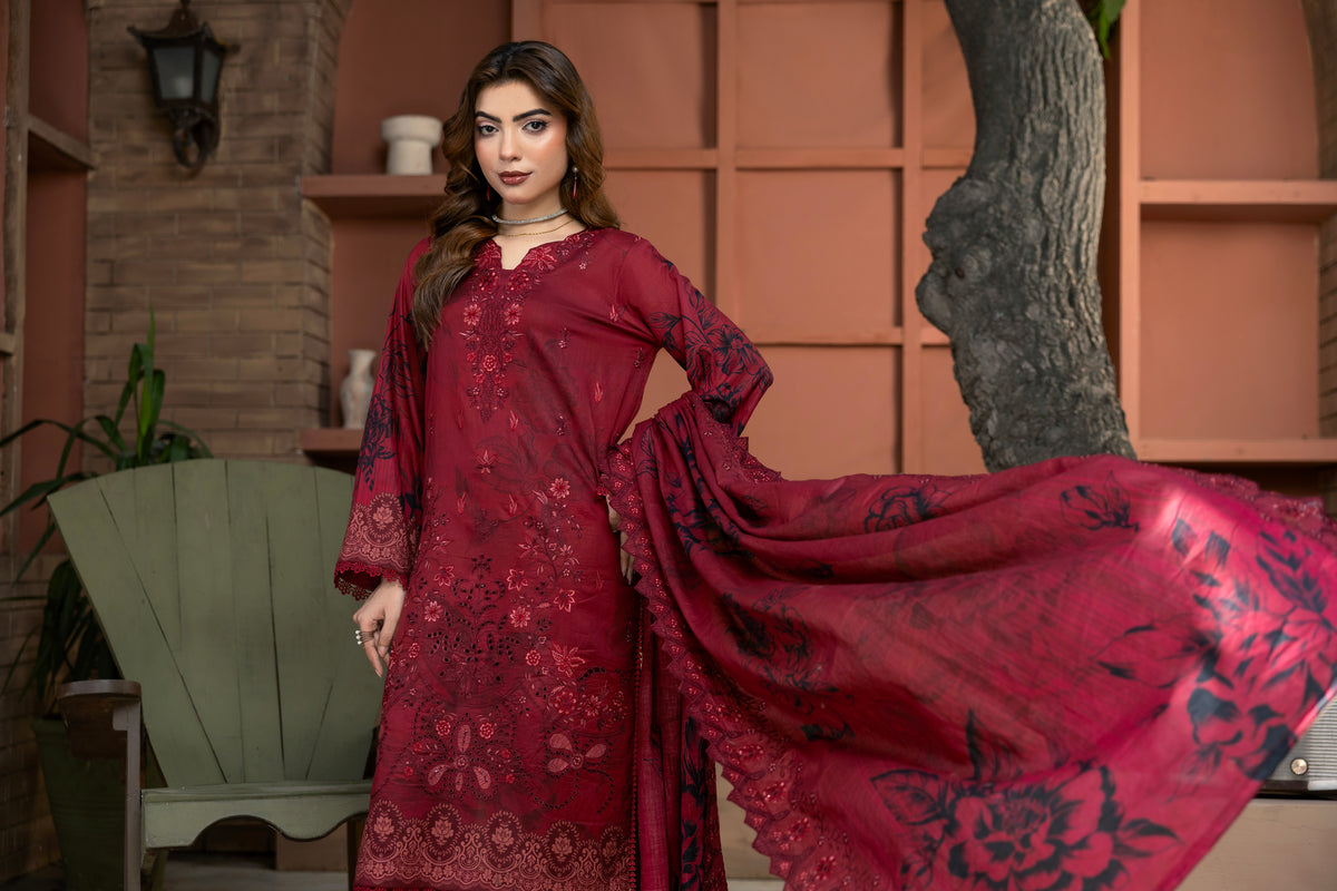 BIN NAEEM Royal Embroidery Vol-04 | 3 Piece Unstitched Cambric Suit