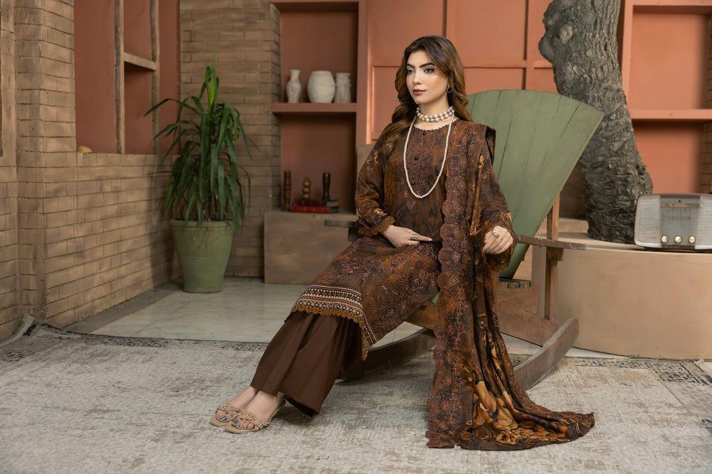BIN NAEEM Royal Embroidery Vol-04 | 3 Piece Unstitched Cambric Suit