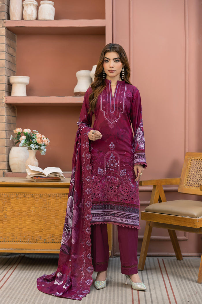 BIN NAEEM Royal Embroidery Vol-04 | 3 Piece Unstitched Cambric Suit