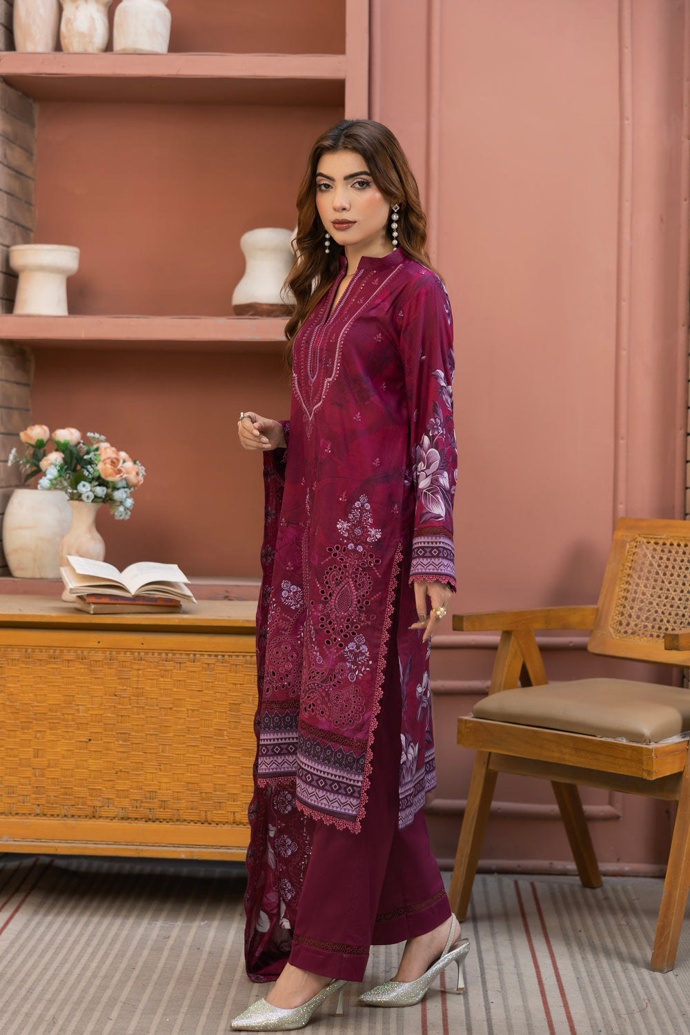 BIN NAEEM Royal Embroidery Vol-04 | 3 Piece Unstitched Cambric Suit