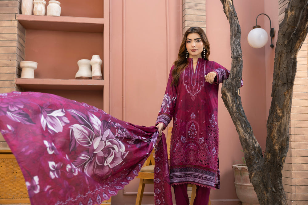 BIN NAEEM Royal Embroidery Vol-04 | 3 Piece Unstitched Cambric Suit