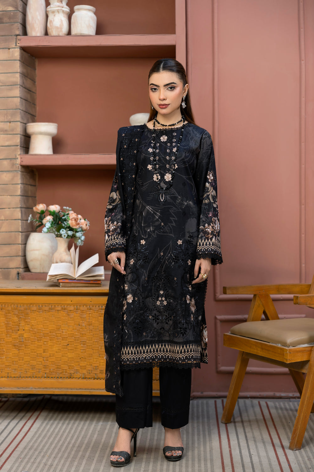 BIN NAEEM Royal Embroidery Vol-04 | 3 Piece Unstitched Cambric Suit