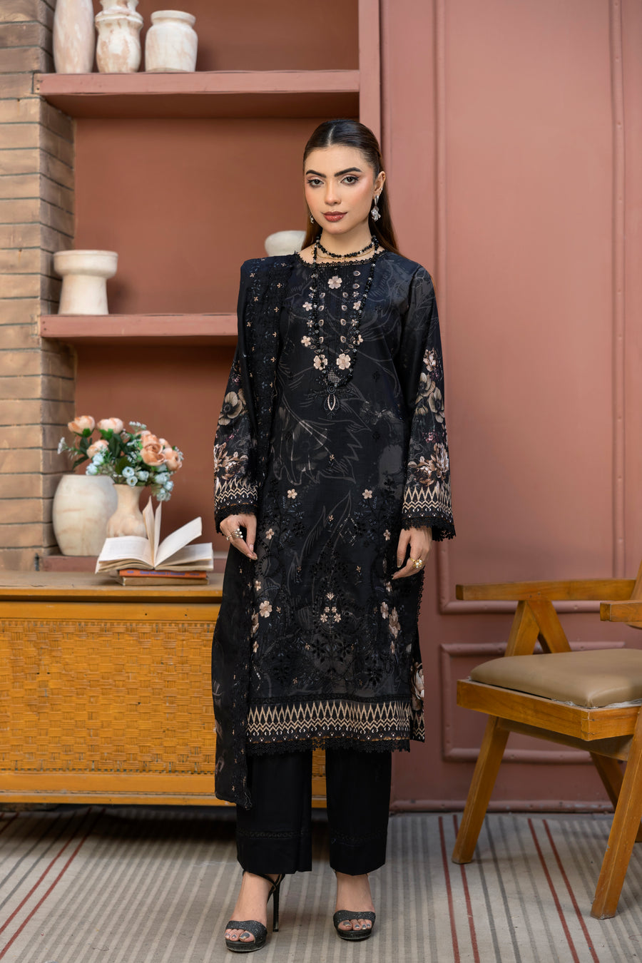 BIN NAEEM Royal Embroidery Vol-04 | 3 Piece Unstitched Cambric Suit
