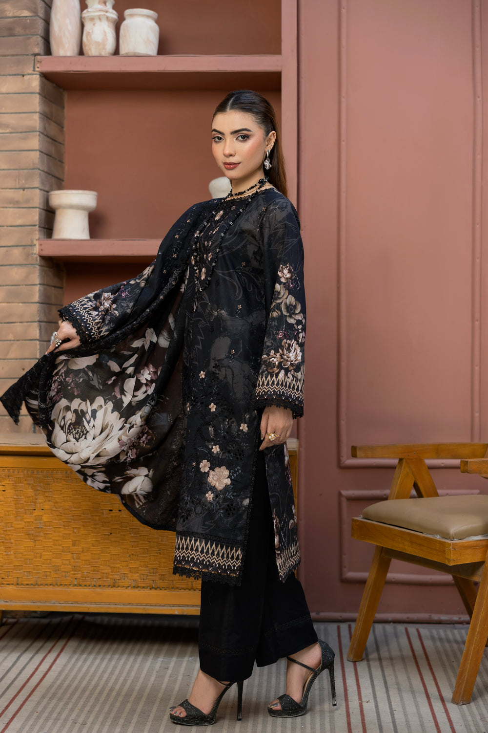 BIN NAEEM Royal Embroidery Vol-04 | 3 Piece Unstitched Cambric Suit