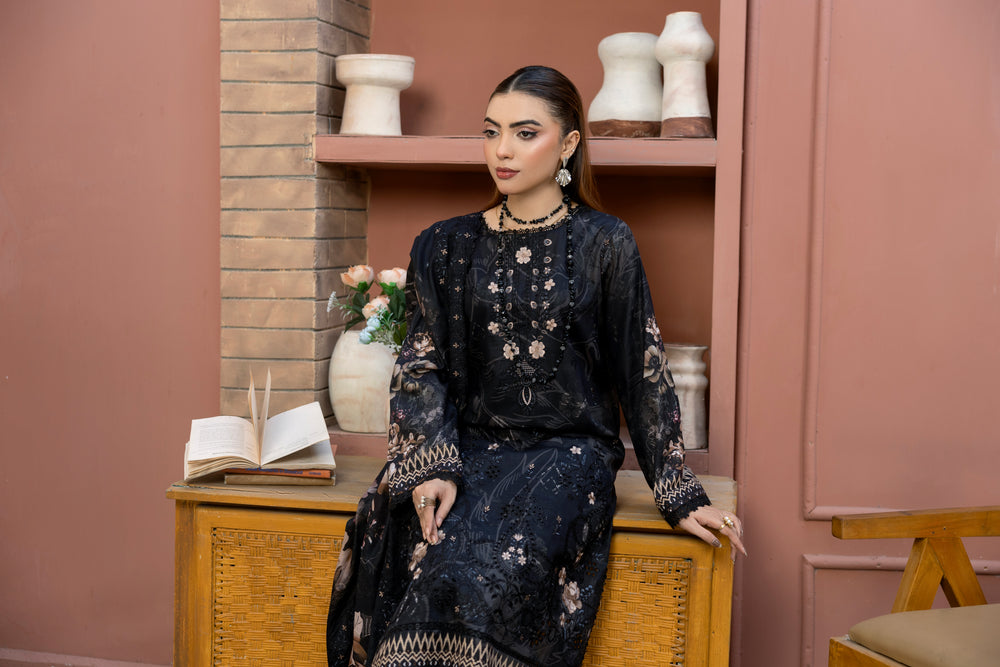 BIN NAEEM Royal Embroidery Vol-04 | 3 Piece Unstitched Cambric Suit