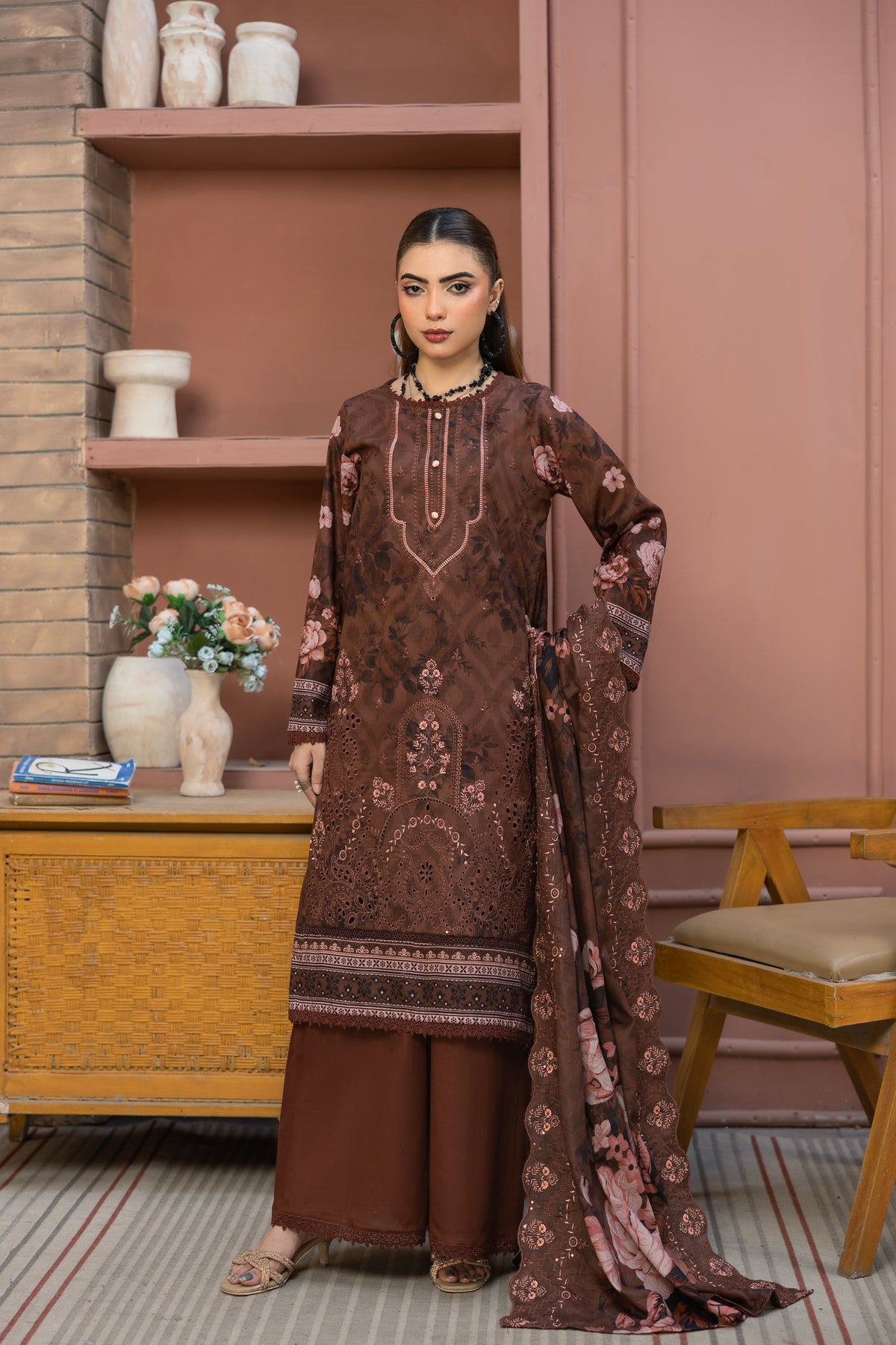 BIN NAEEM Royal Embroidery Vol-04 | 3 Piece Unstitched Cambric Suit