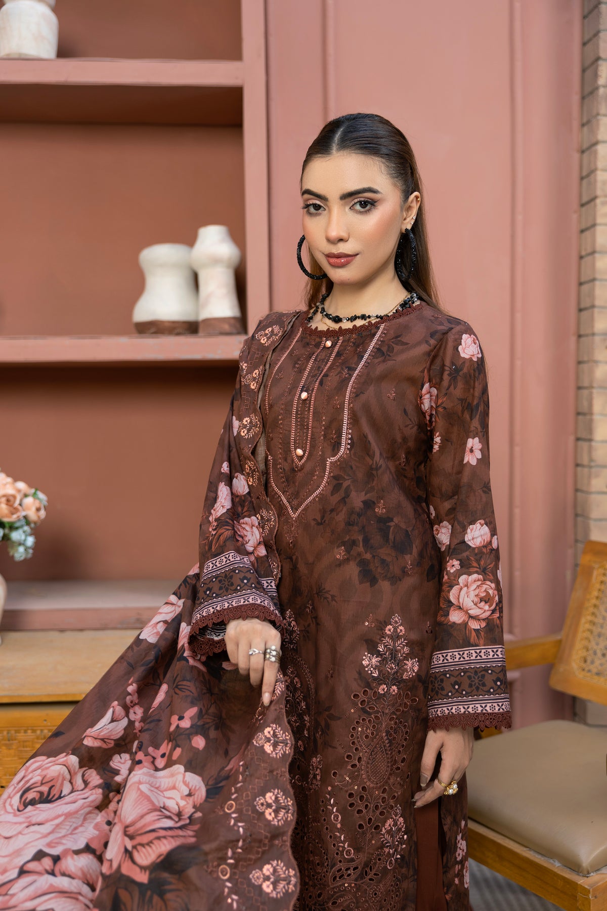 BIN NAEEM Royal Embroidery Vol-04 | 3 Piece Unstitched Cambric Suit